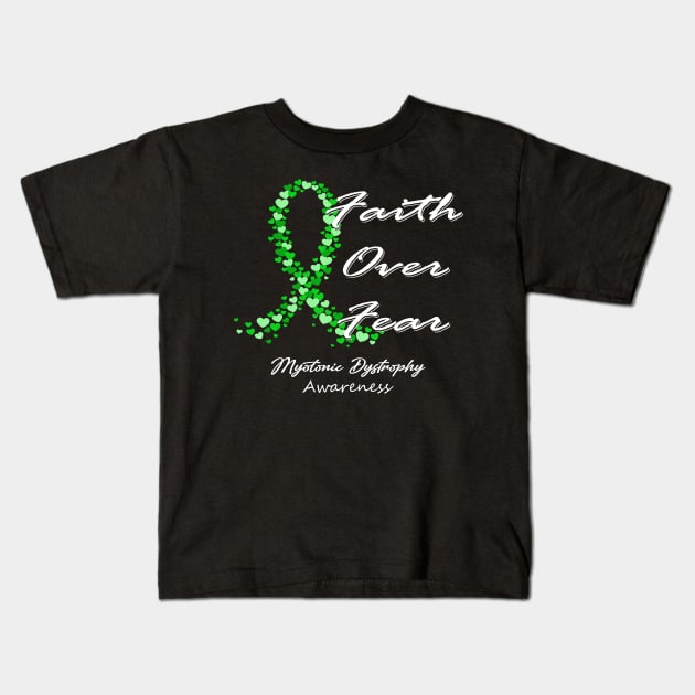 Myotonic Dystrophy Awareness Faith Over Fear - In This Family We Fight Together Kids T-Shirt by BoongMie